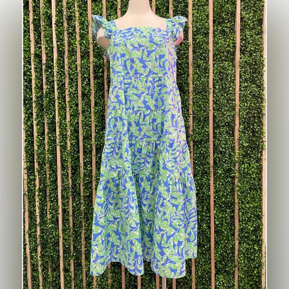 THML Anthropologie Blue Print Tiered Maxi tank dress size xs - Picture 1 of 10